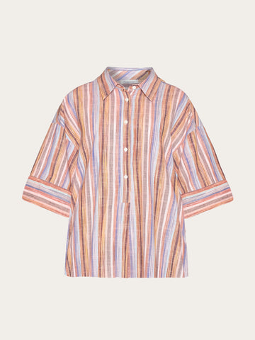 【KOOLOSET】Pigment Cable Stripe Short Sleeve T-shirt KOOLOSET】Pigment Cable Stripe Short Sleeve T-shirt Copper