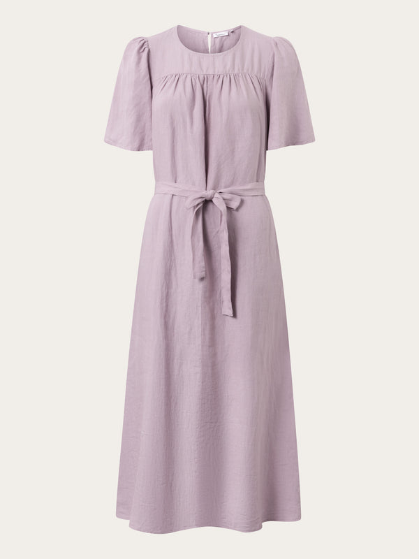 KnowledgeCotton Apparel - WMN Loose short sleeved linen dress Dresses 1390 Nirvana