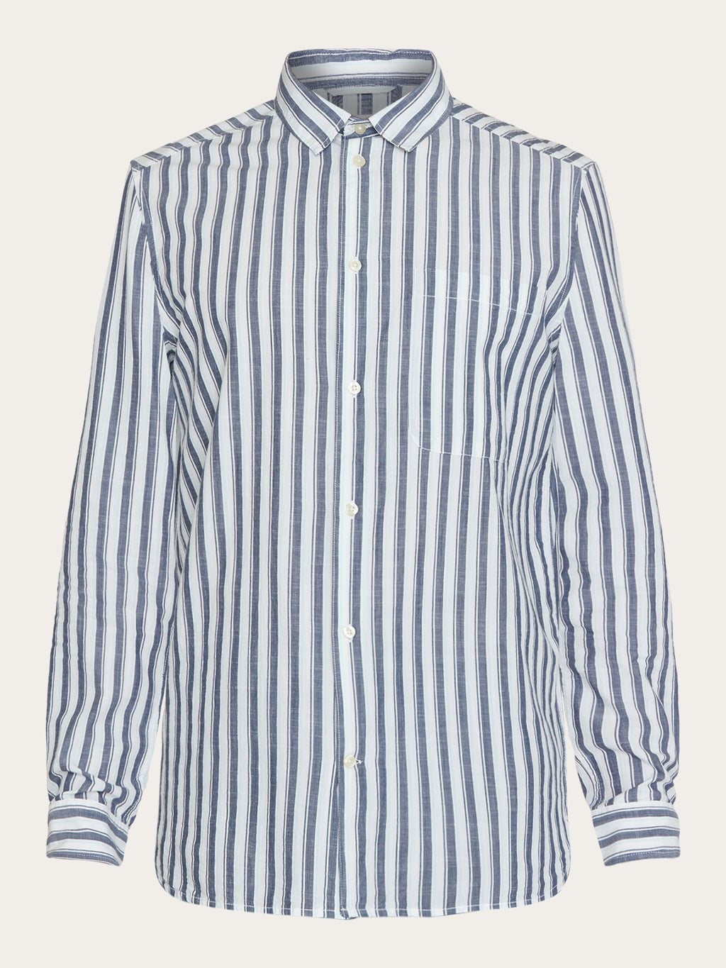 【★大感謝セール】 Loose_striped_slub_shirt_- トップス