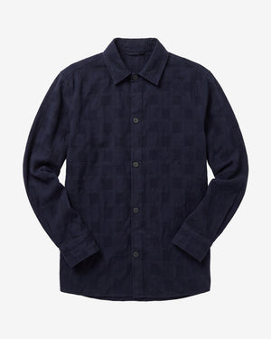 KnowledgeCotton Apparel - MEN Loose structure overshirt Overshirts 1412 Night Sky
