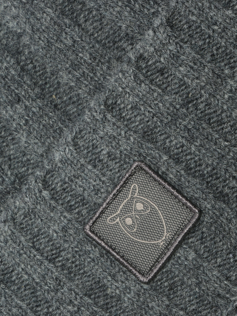 KnowledgeCotton Apparel - UNI Low wool 5x4 rib beanie - RWS Hats 1073 Dark Grey Melange