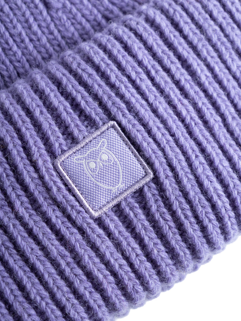 KnowledgeCotton Apparel - UNI Low wool rib beanie Hats 1418 Violet Tulip