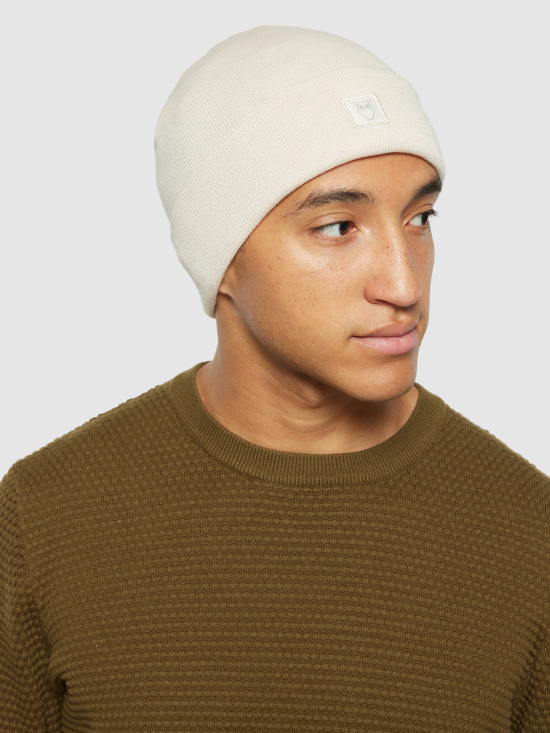 KnowledgeCotton Apparel - UNI Merino Wool Double Layer Beanie RWS Hats 1346 Kelp