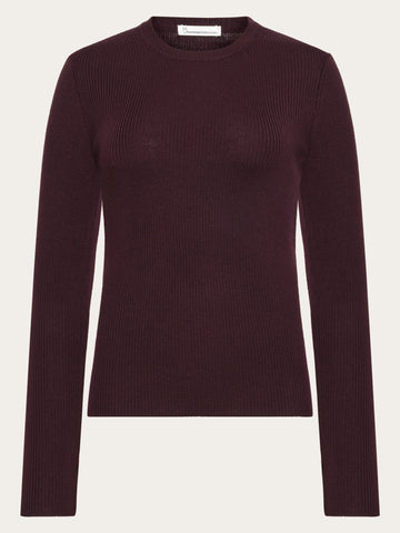 KnowledgeCotton Apparel - WMN Merino Wool Rib Knit RWS Knits 1281 Fig