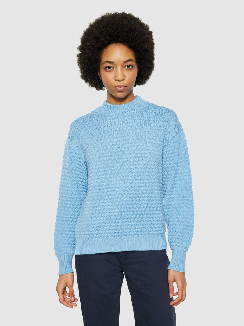 KnowledgeCotton Apparel - WMN Merino bubble crew neck - RWS Knits 1463 Glacier Lake