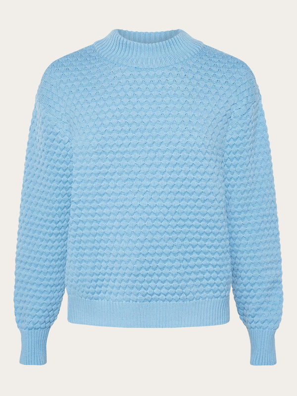 KnowledgeCotton Apparel - WMN Merino bubble crew neck - RWS Knits 1463 Glacier Lake