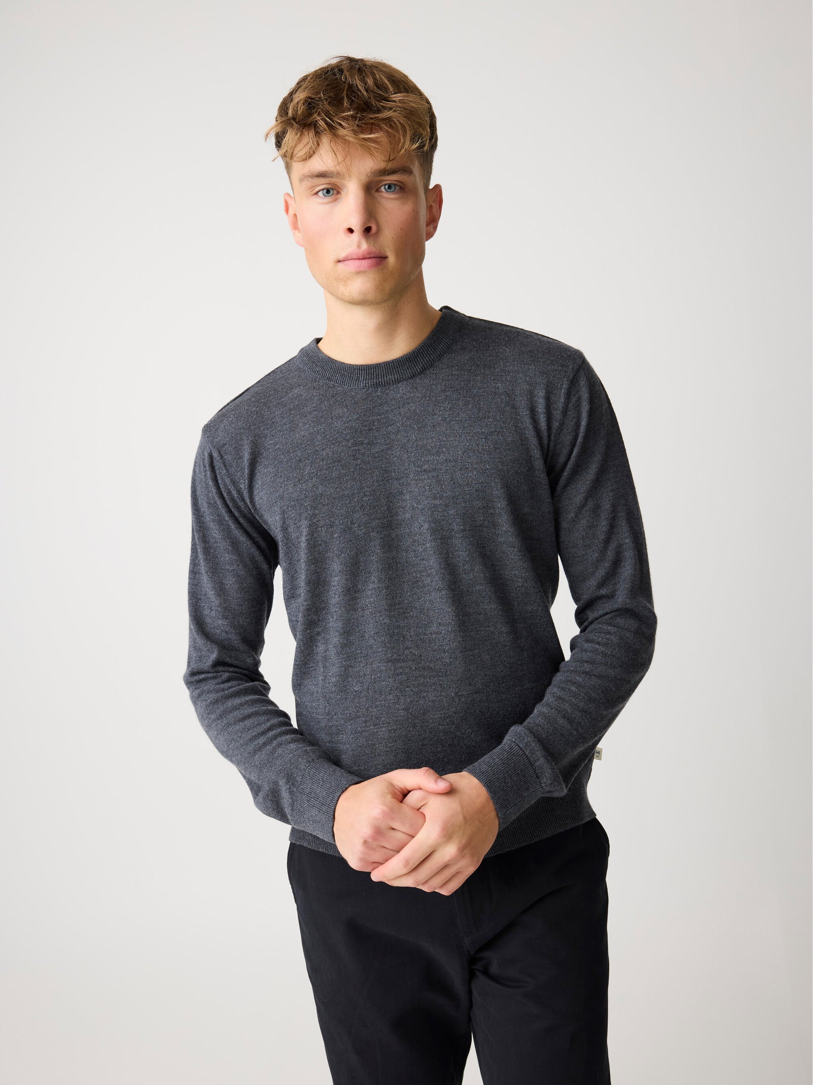 新品　BRIEFING MERINO WOOL CREW NECK KNIT Merino crew neck sweater - Dark Grey Melange