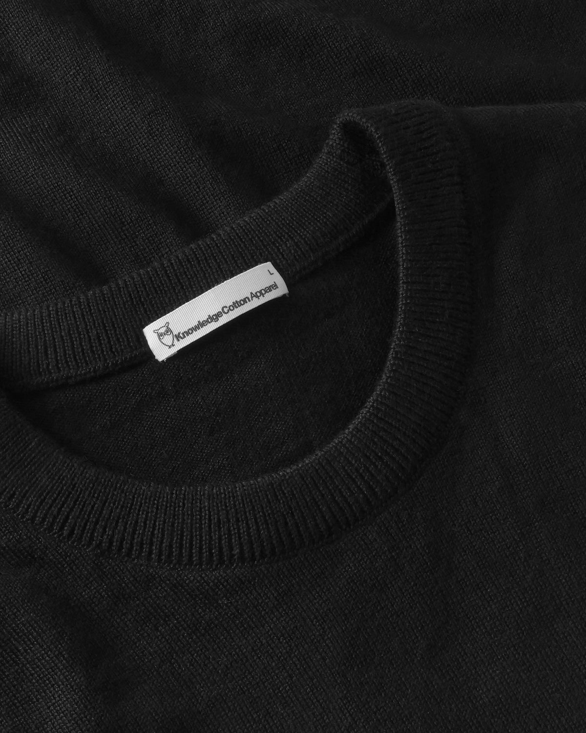 KnowledgeCotton Apparel - MEN Merino crew neck sweater Knits 1300 Black Jet