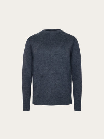 KnowledgeCotton Apparel - WMN Merino crew neck sweater Knits 1073 Dark Grey Melange