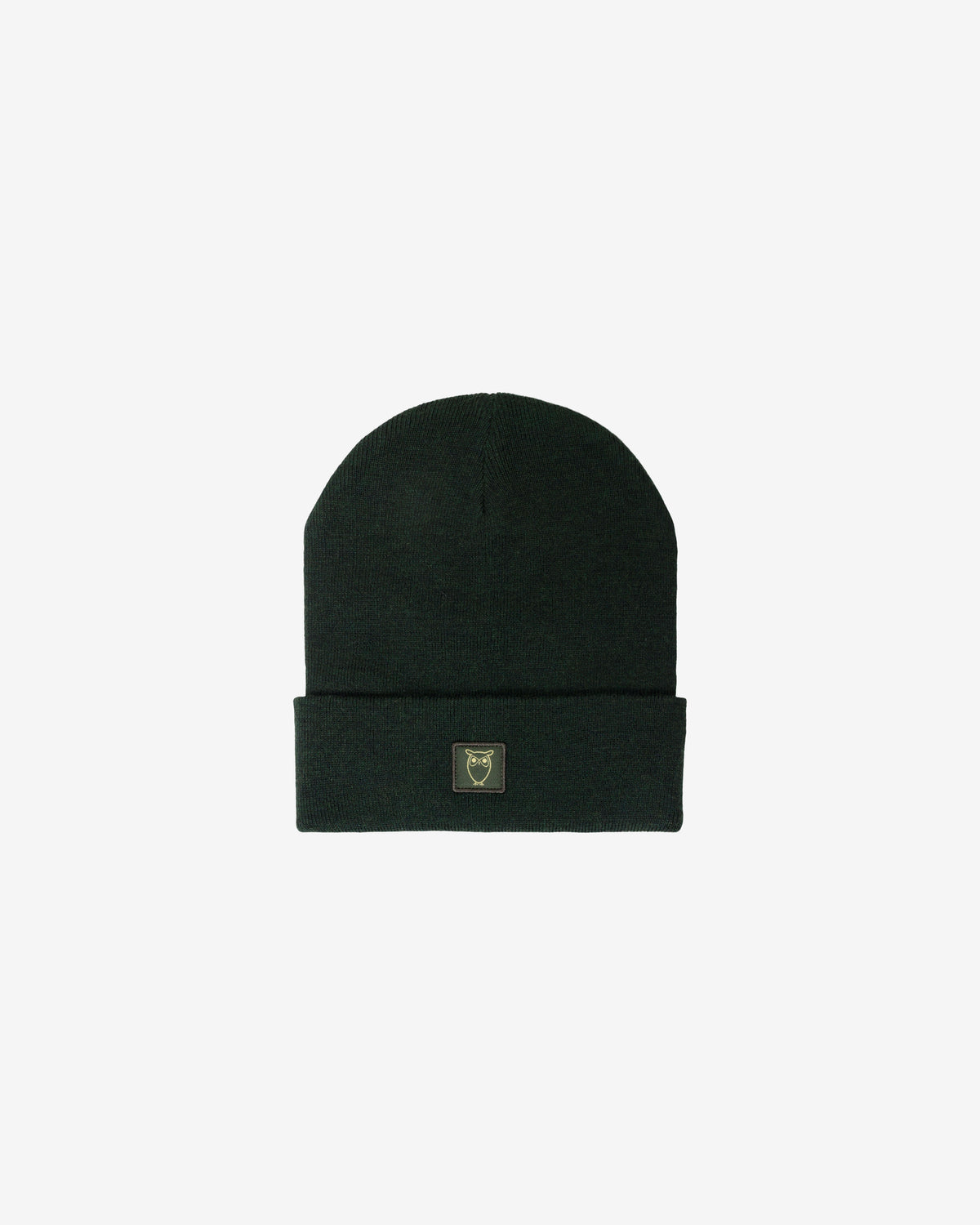 KnowledgeCotton Apparel - UNI Merino double layer badge beanie Hats 1090 Forest Night