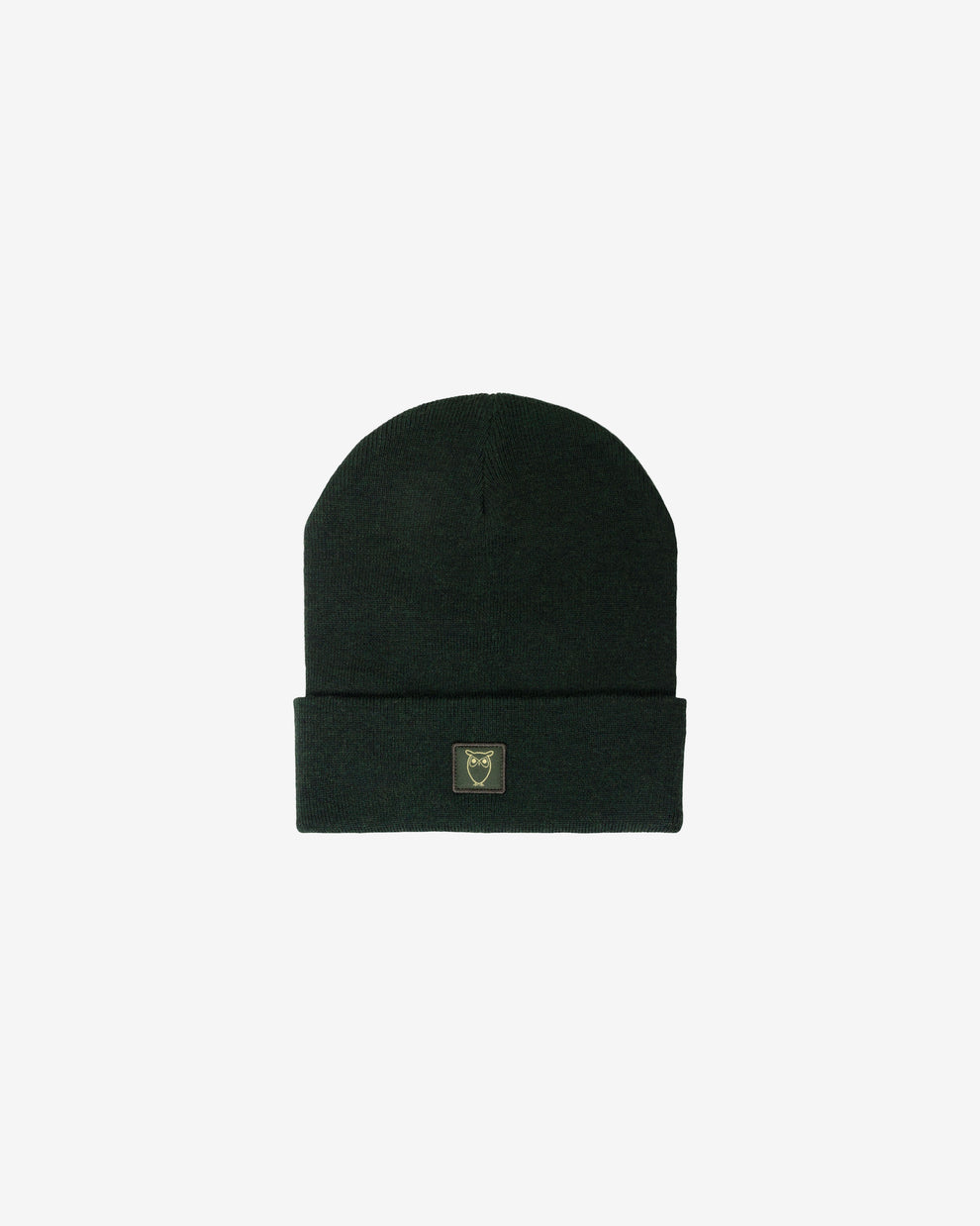 KnowledgeCotton Apparel - UNI Merino double layer badge beanie Hats 1090 Forest Night