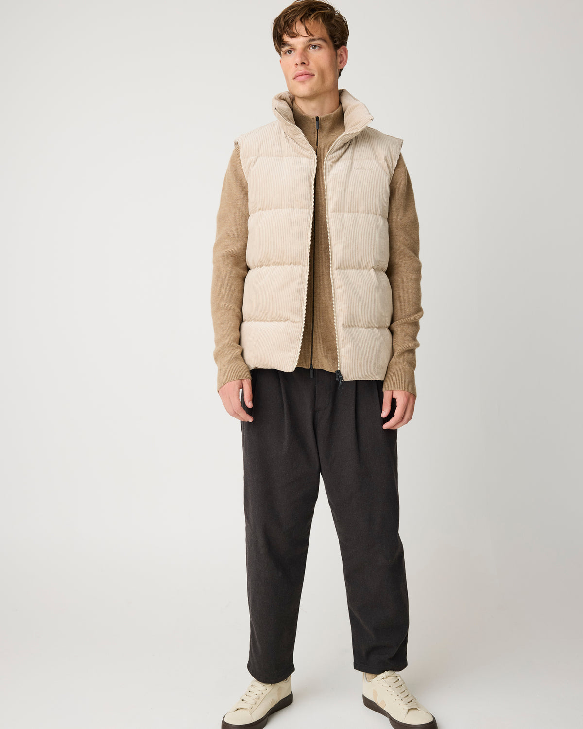 KnowledgeCotton Apparel - MEN Merino full zip sweater Knits 1336 Kelp melange