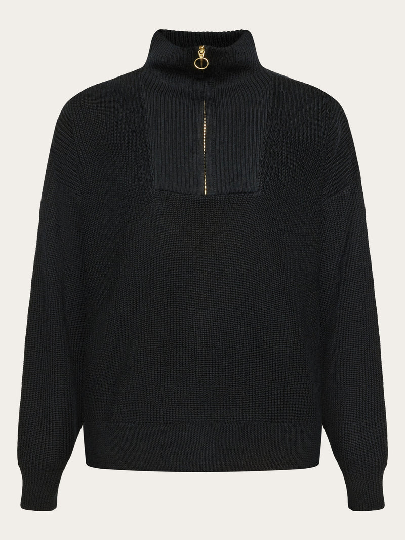 Merino half zip high neck Black Jet - Main Image