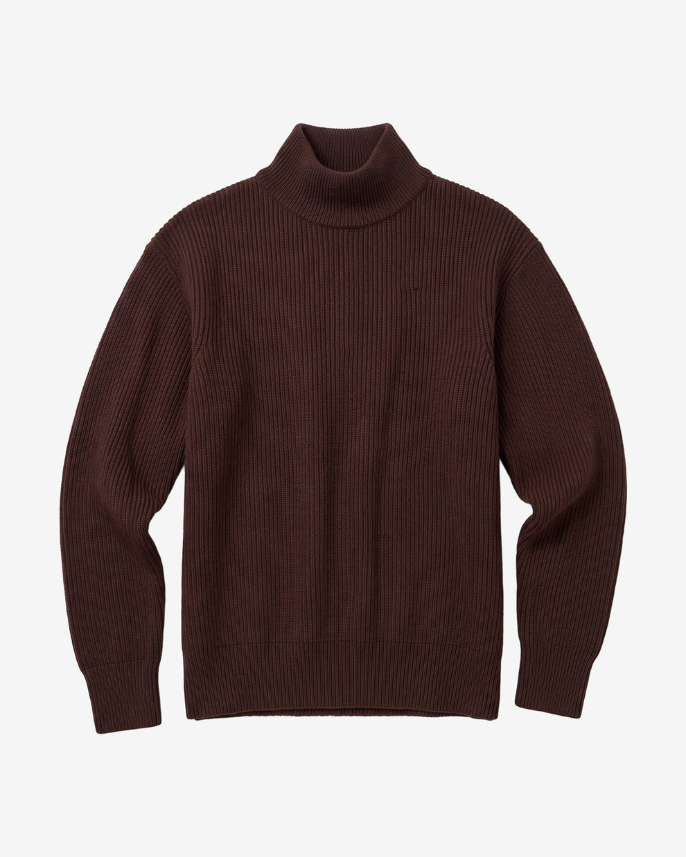 KnowledgeCotton Apparel - WMN Merino high neck sweater Knits 1487 Chocolate Torte