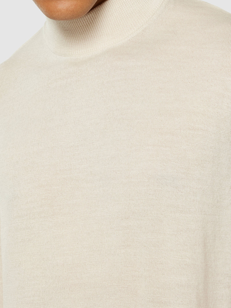 KnowledgeCotton Apparel - MEN Merino mock neck - RWS Knits 1346 Kelp