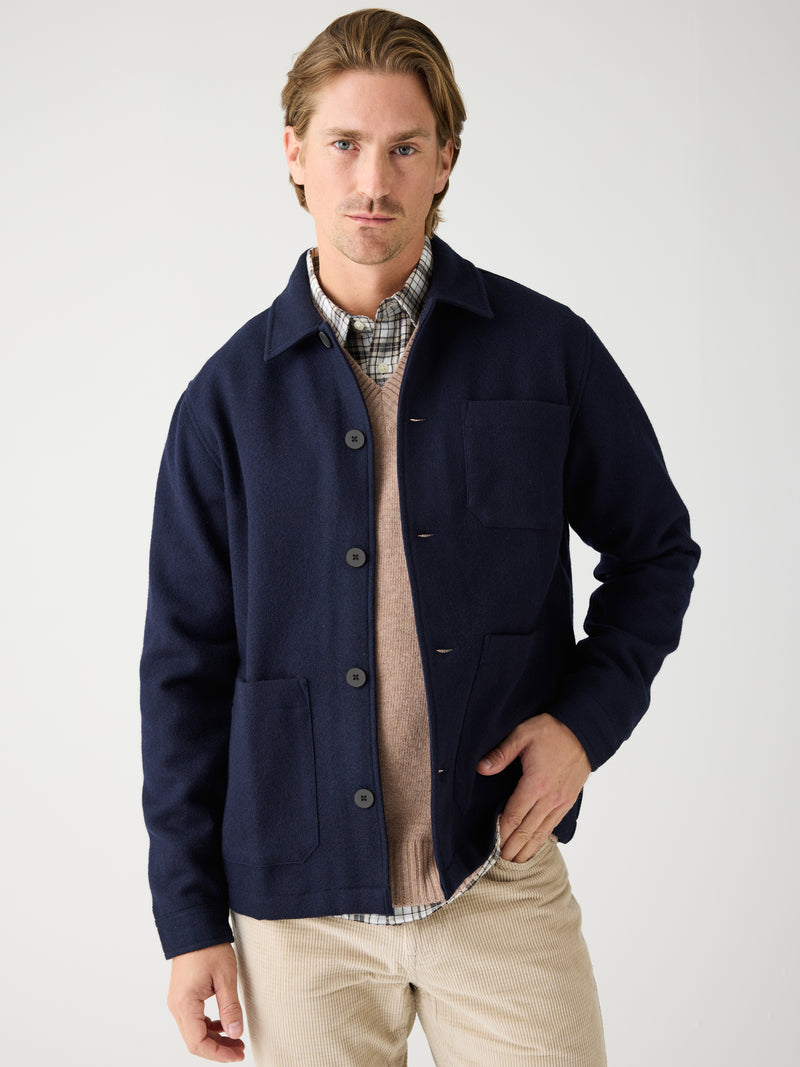 KnowledgeCotton Apparel - MEN Merino overshirt Overshirts 1412 Night Sky