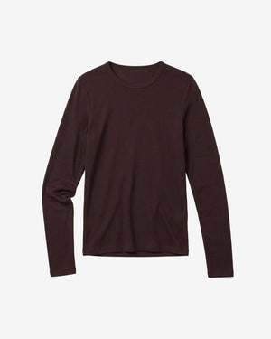 KnowledgeCotton Apparel - WMN Merino rib long sleeve t-shirt Long Sleeves 1487 Chocolate Torte