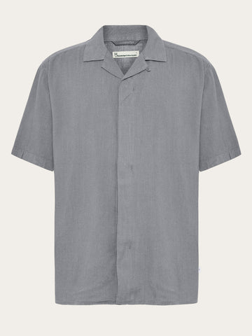 KnowledgeCotton Apparel - MEN Moss relaxed linen blend short sleeve shirt Shirts 1493 Ultimate Grey