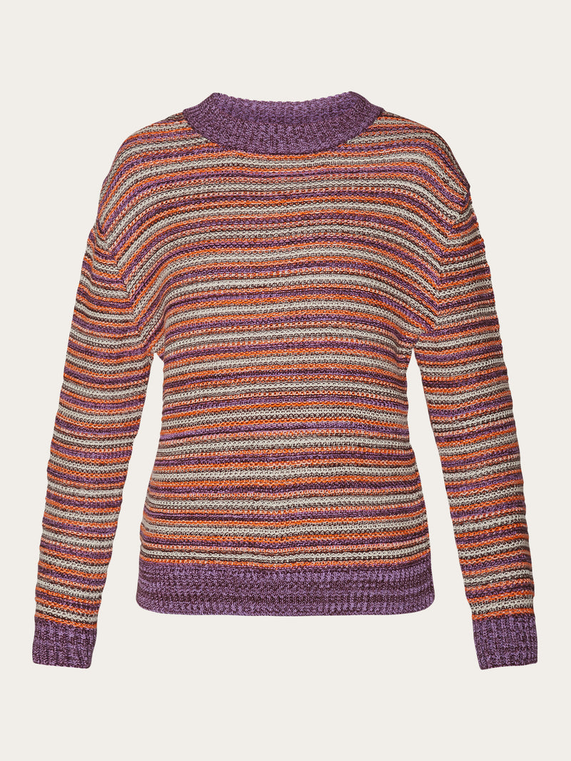 KnowledgeCotton Apparel - WMN Multi color knitted crew neck - Lenzing/Vegan Knits 8032 Multi color stripe