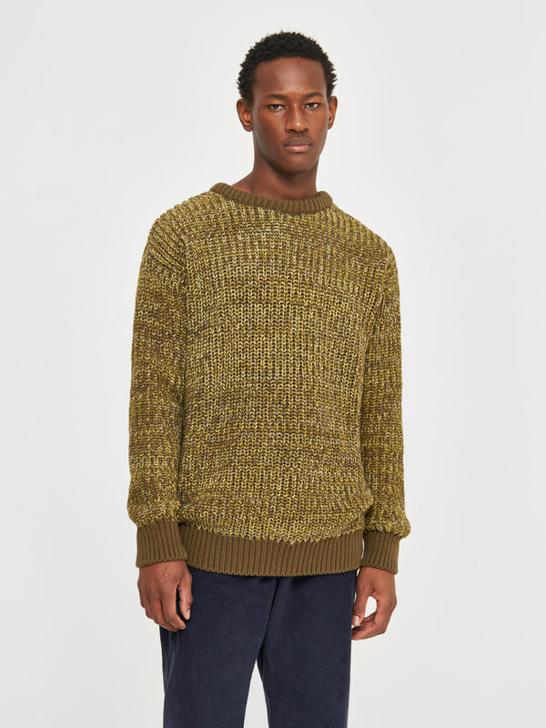 KnowledgeCotton Apparel - MEN Multicolored crew neck Knits 9924 Yellow AOP