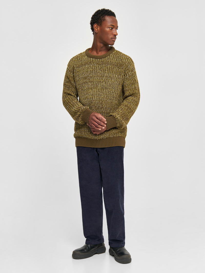 KnowledgeCotton Apparel - MEN Multicolored crew neck Knits 9924 Yellow AOP