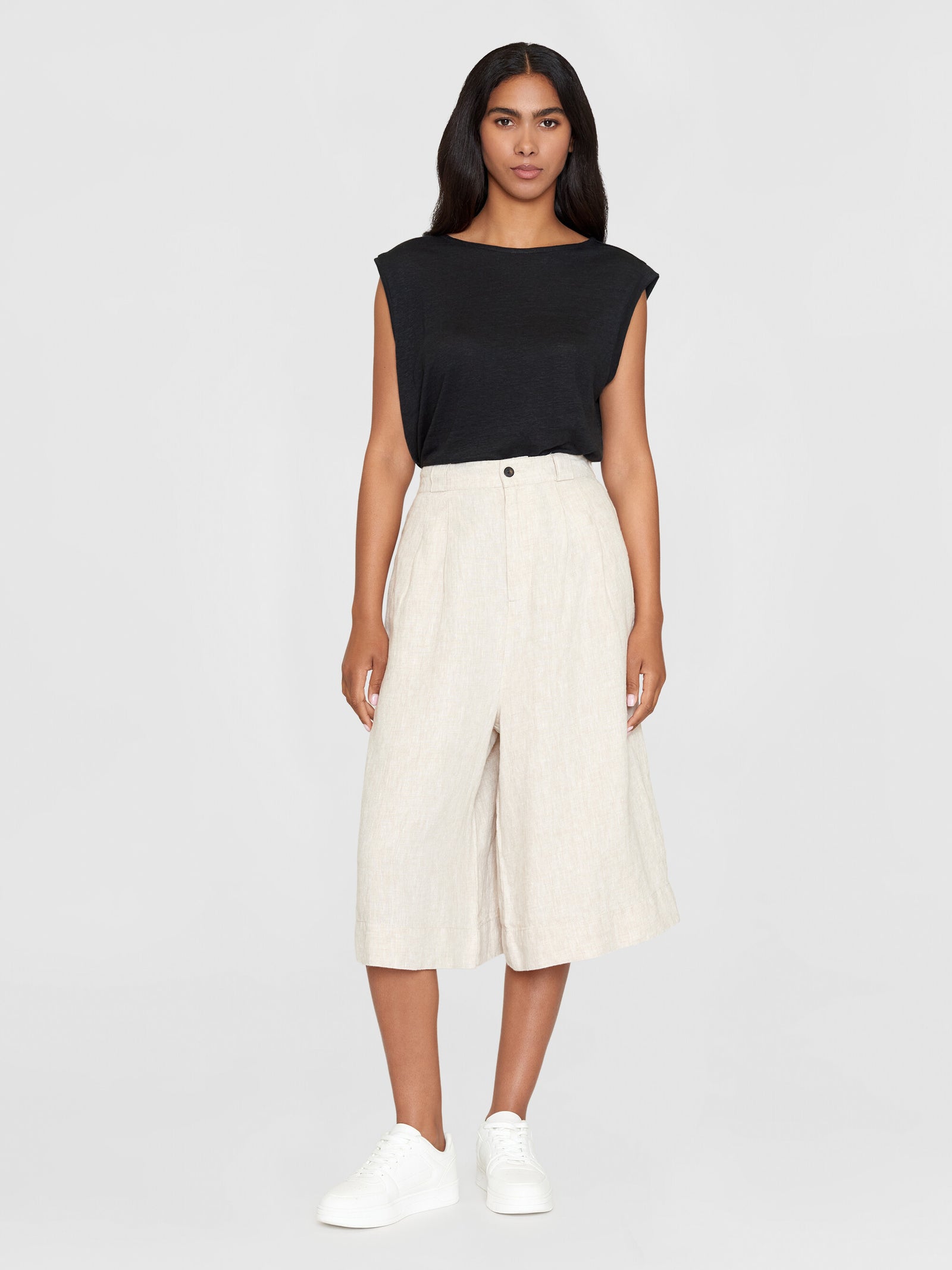 Buy Natural linen baggy shorts - Light feather gray - from