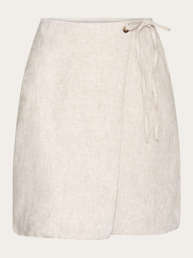 Natural linen wrap skirt Light feather gray - Main Image