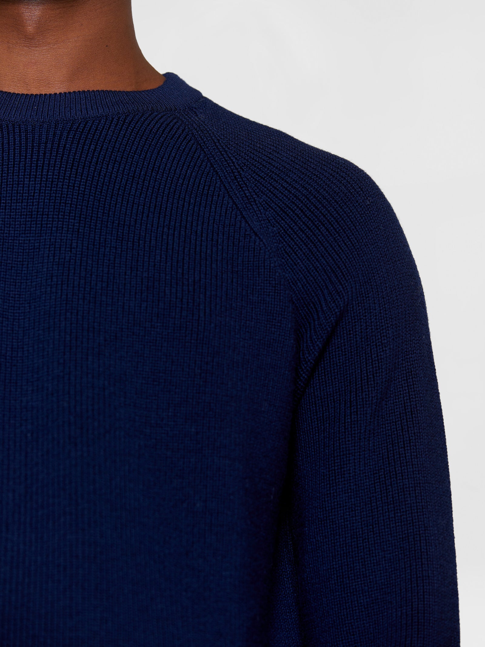 Buy O-neck merino wool rib knit - Total Eclipse - from Buy O-neck merino wool rib knit - Total Eclipse - from
