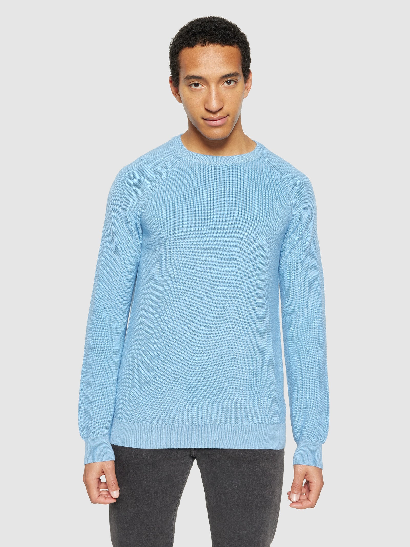 Buy O-neck merino wool rib knit - Glacier Lake - from