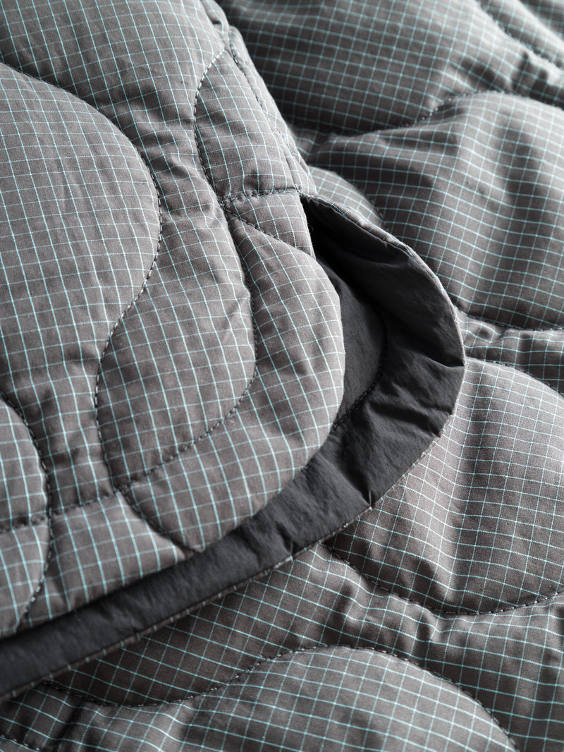 KnowledgeCotton Apparel - WMN Onion quilt overshirt Overshirts 1402 Gray Pinstripe