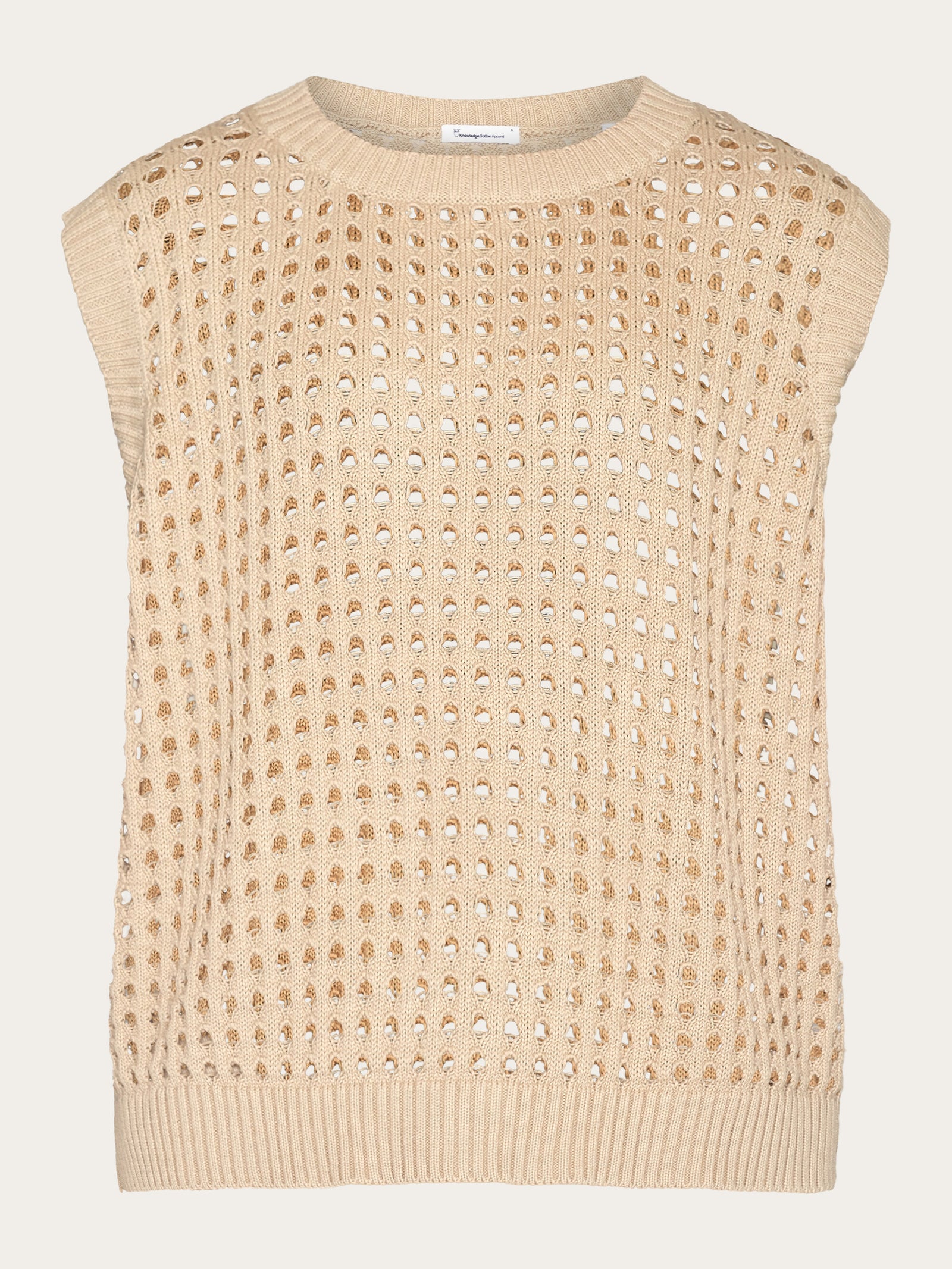 Open work crew neck knit vest GOTS/Vegan - Light feather
