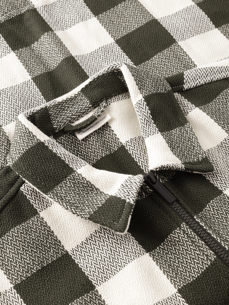KnowledgeCotton Apparel - MEN Organic Cotton Checked Flannel Overshirt GOTS Overshirts 7023 Green check