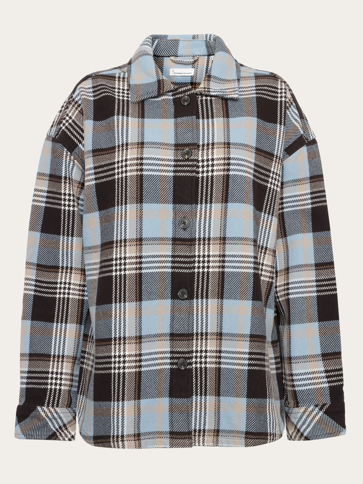 Organic Cotton Checked Flannel Overshirt GOTS - Beige check
