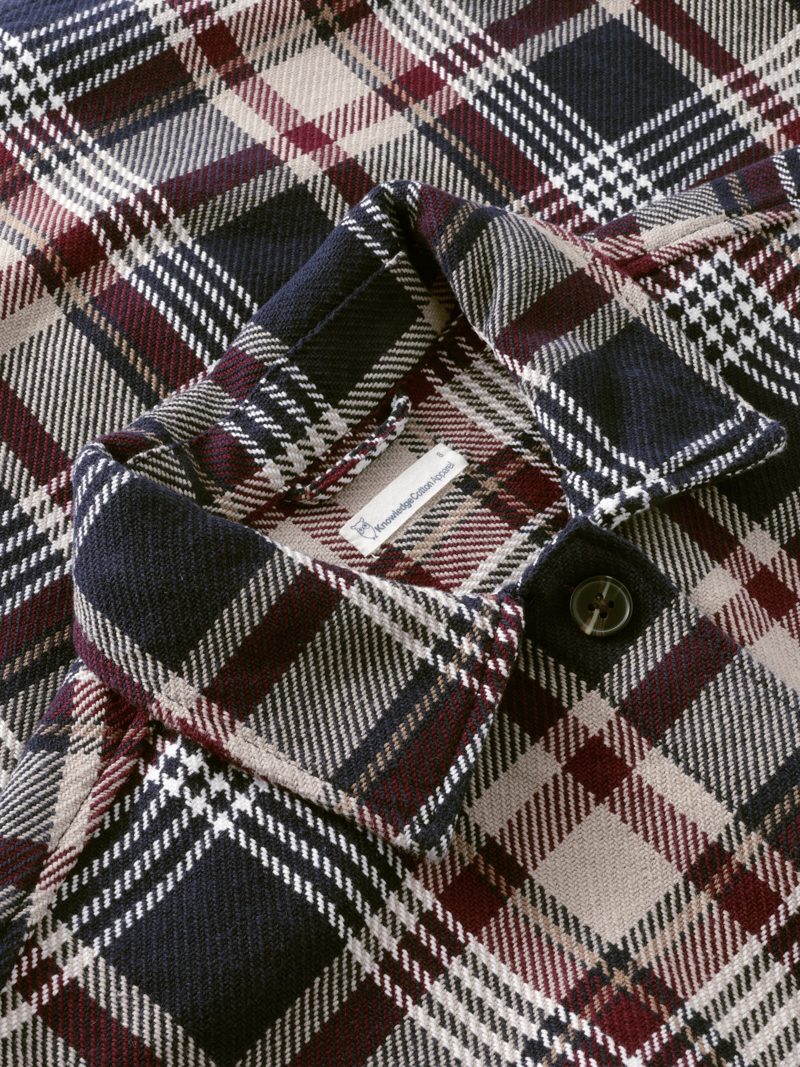 Organic Cotton Checked Flannel Overshirt GOTS - Beige check
