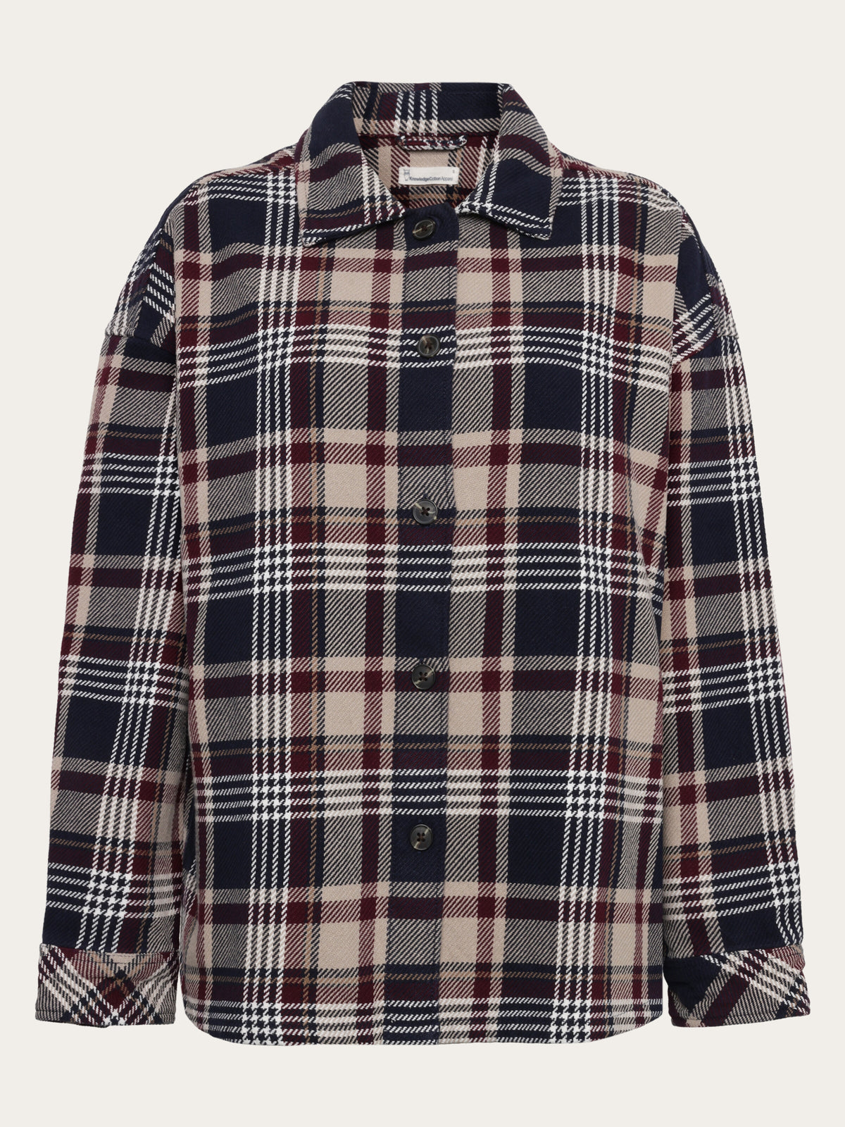Organic Cotton Checked Flannel Overshirt GOTS - Beige check