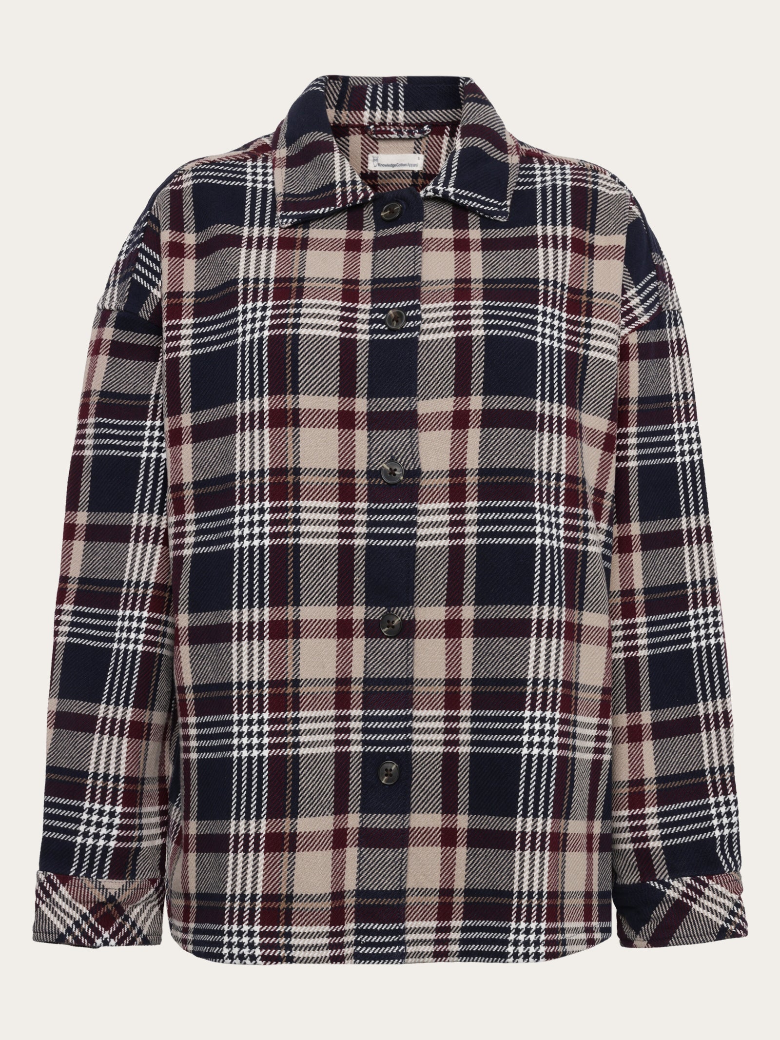 Organic Cotton Checked Flannel Overshirt GOTS - Beige check