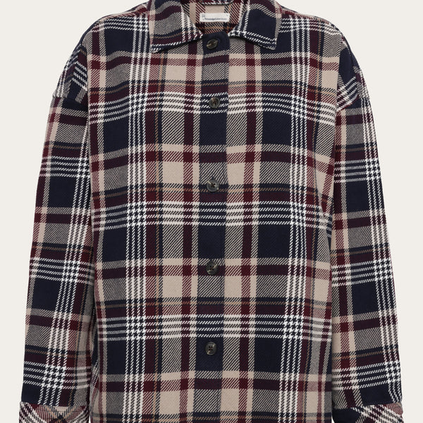 Organic Cotton Checked Flannel Overshirt GOTS - Beige check