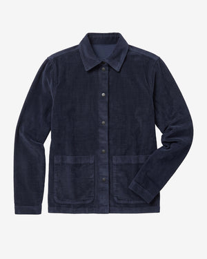 KnowledgeCotton Apparel - WMN Organic Cotton Corduroy Overshirt GOTS Overshirts 1412 Night Sky