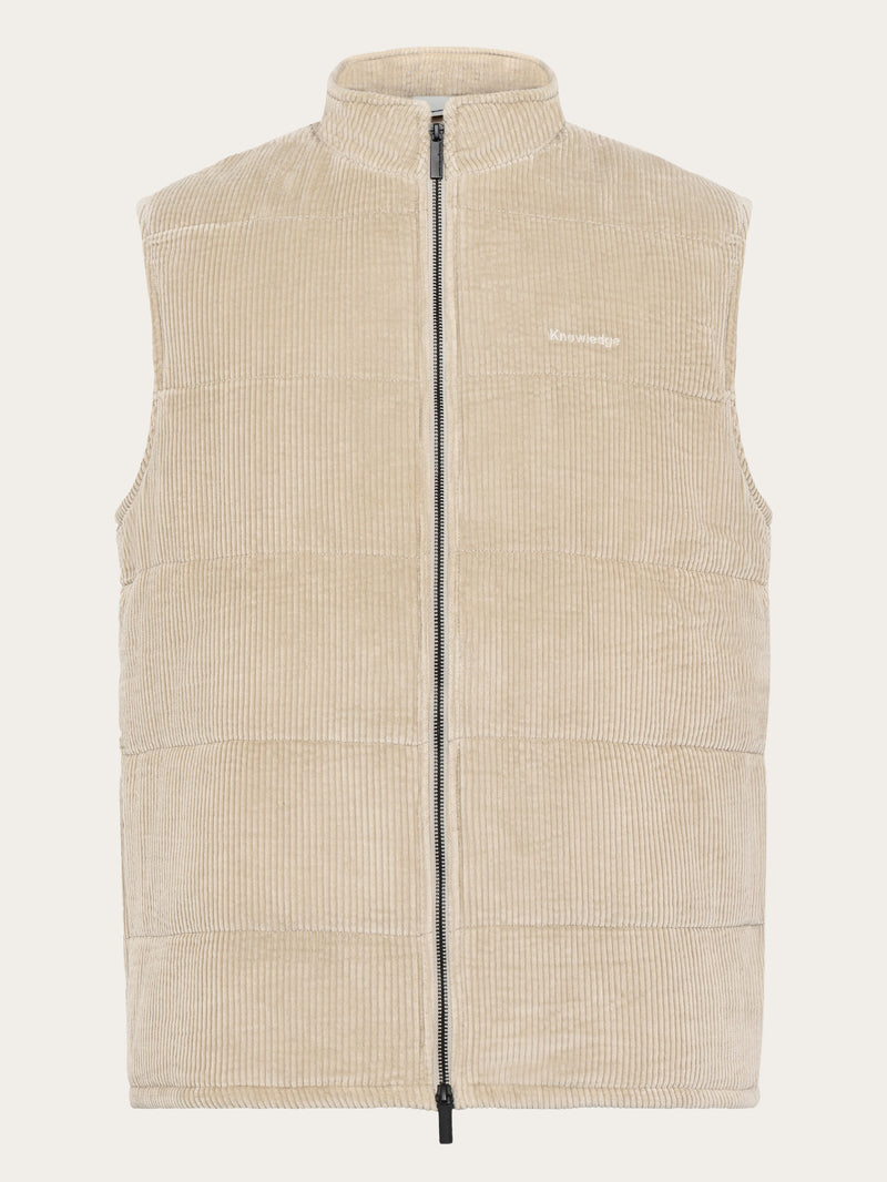 KnowledgeCotton Apparel - MEN Organic Cotton Corduroy Vest - GRS/Vegan PETA Vests 1228 Light feather gray