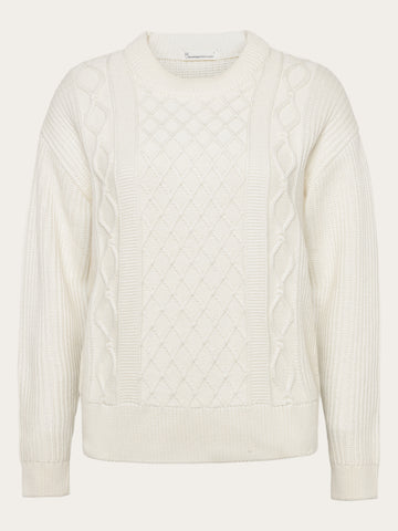 KnowledgeCotton Apparel - WMN Organic Cotton Crew Neck - Regenerative Organic Certified™ - GOTS/Vegan Knits 1387 Egret