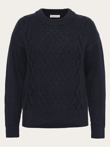 KnowledgeCotton Apparel - WMN Organic Cotton Crew Neck - Regenerative Organic Certified™ - GOTS/Vegan Knits 1412 Night Sky