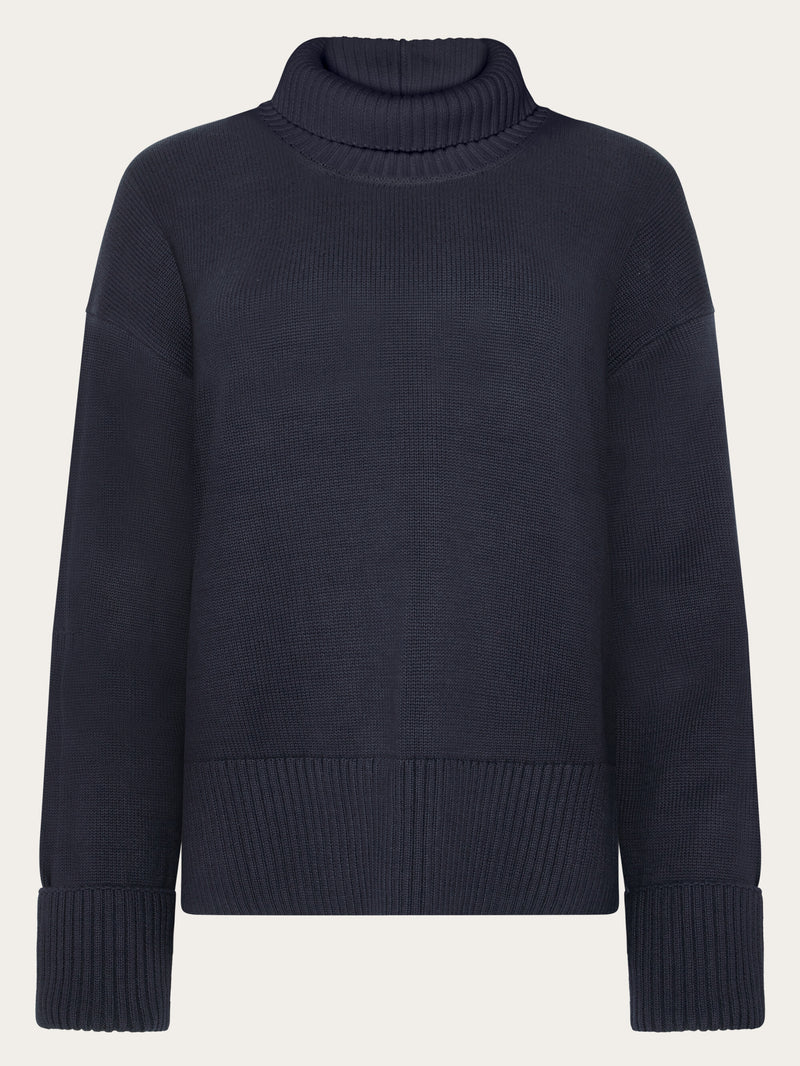 KnowledgeCotton Apparel - WMN Organic Cotton Crew Neck - Regenerative Organic Certified™ - GOTS/Vegan Knits 1412 Night Sky