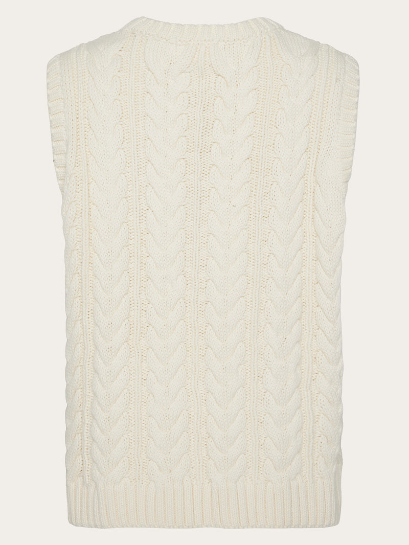 KnowledgeCotton Apparel - WMN Organic Cotton Crew Neck Vest - Regenerative Organic Certified™ - GOTS/Vegan Knits 1387 Egret