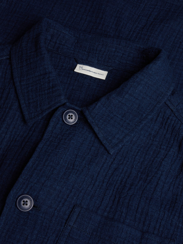 KnowledgeCotton Apparel - MEN Organic Cotton Dobby Overshirt GOTS/Vegan Overshirts 1483 Indigo