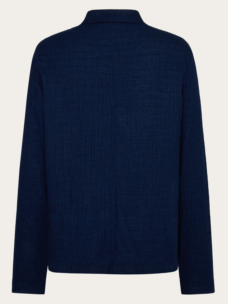 KnowledgeCotton Apparel - MEN Organic Cotton Dobby Overshirt GOTS/Vegan Overshirts 1483 Indigo