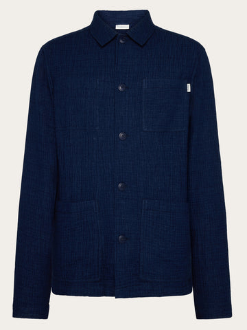 KnowledgeCotton Apparel - MEN Organic Cotton Dobby Overshirt GOTS/Vegan Overshirts 1483 Indigo