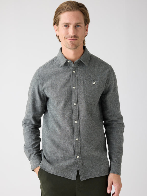 KnowledgeCotton Apparel - MEN Organic Cotton Fishbone Flannel Shirt GOTS Shirts 1090 Forrest Night