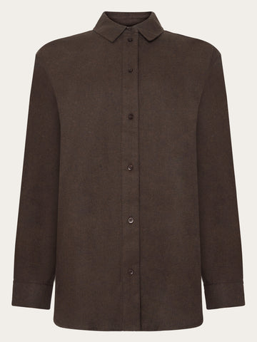 KnowledgeCotton Apparel - WMN Organic Cotton Flannel Shirt GOTS Shirts 1487 Chocolate Torte