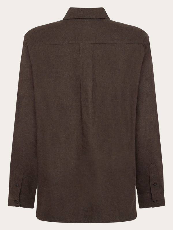 KnowledgeCotton Apparel - WMN Organic Cotton Flannel Shirt GOTS Shirts 1487 Chocolate Torte