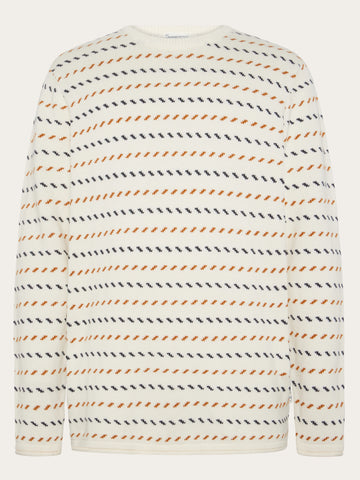 KnowledgeCotton Apparel - MEN Organic Cotton Jacquard Knit - Regenerative Organic Certified™ - GOTS/Vegan Knits 1387 Egret